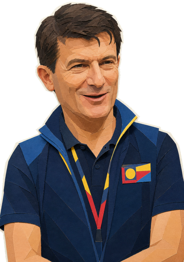 Luca Guercilena paper-collage staff portrait