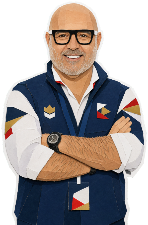 Milan Erzen paper-collage staff portrait