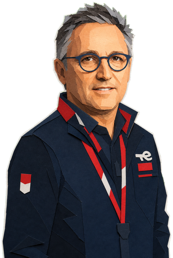 Stephane Heulot paper-collage staff portrait